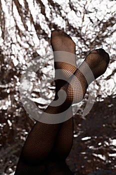 Schön eine Frau gittergewebe Strumpfhose. foto vom typ fotobank modisch Schwarz gittergewebe Strumpfhose weich aus jung 