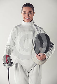 Beautiful female fencer