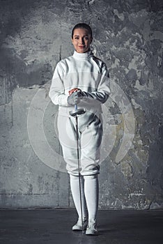 Beautiful female fencer