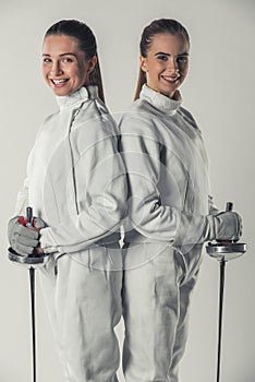 Beautiful female fencers