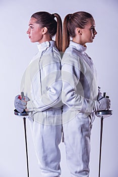 Beautiful female fencers