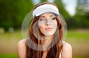 Beautiful female golf player