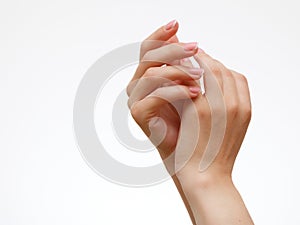 Beautiful Female Hands.Manicure concept. Beautiful Woman Hands . Spa and Manicure concept . Female hands with french