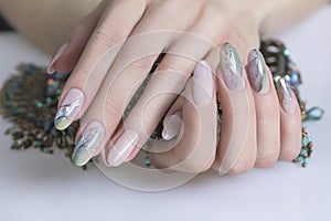 Beautiful female hands with manicured nails