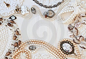 Beautiful female jewelry and trinkets photo