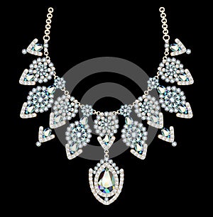 beautiful female necklace with precious stones o