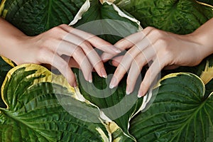 Beautiful Female Palms with Perfect French Manicure. Natural Cosmetic for Hand Care. Light Nails Polish, Clean Soft Skin