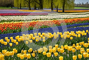 Beautiful Field of Spring Flowers with Narcissus: Blooming Tranquility