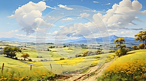 beautiful fields, Peaceful landscapes, countryside, --ar 16:9 --stylize 750 --v 5.2 , AI generate