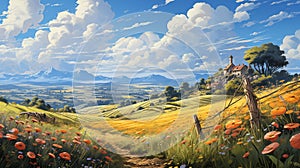 beautiful fields, Peaceful landscapes, countryside, --ar 16:9 --stylize 750 --v 5.2 , AI generate