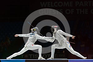 Beautiful fight on championship of world in fencing