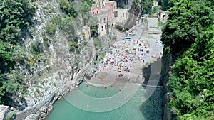 Beautiful Fiordo di Furore beach in Amalfi coast, Italy