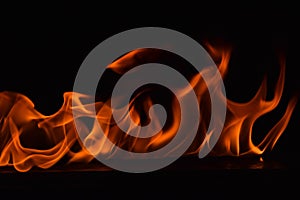 Beautiful fire flames on black background