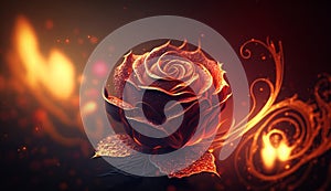 beautiful fire rose. generative ai.