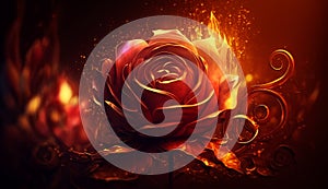 beautiful fire rose. generative ai.