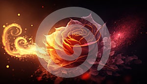 beautiful fire rose. generative ai.