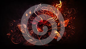 beautiful fire rose. generative ai.