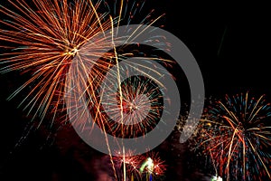 Beautiful firework display for celebration Happy new year 2016,