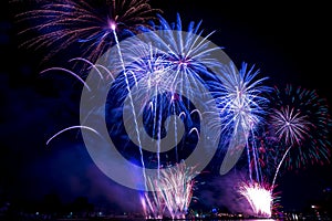 Beautiful firework display for celebration Happy new year 2016,