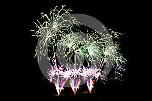 Beautiful fireworks display on black sky