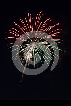 Beautiful fireworks display lights up the night time sky