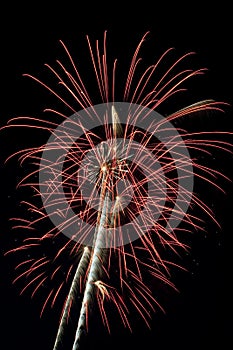 Beautiful fireworks display lights up the nighttime sky