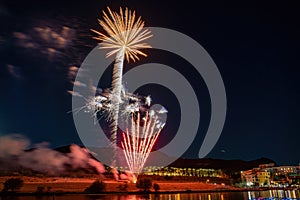 Beautiful fireworks of July 4th at Lake Las Vegas