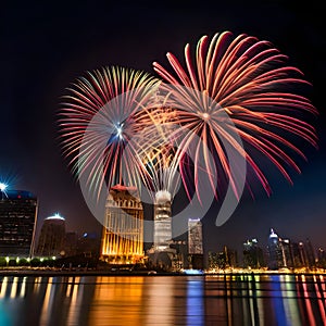 Beautiful fireworks lighting up the sky - ai generated image