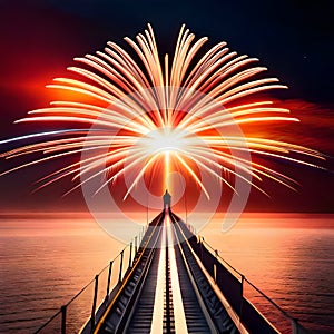 Beautiful fireworks lighting up the sky - ai generated image