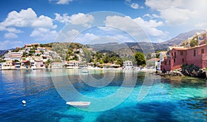 The beautiful fishing village of Assos on the Ionian island of Cephalonia