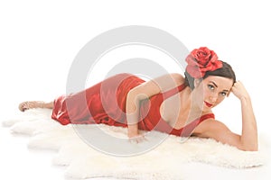 Beautiful flamenco girl on furs