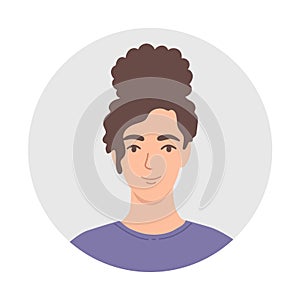 Beautiful flat icon with woman avatar for web design