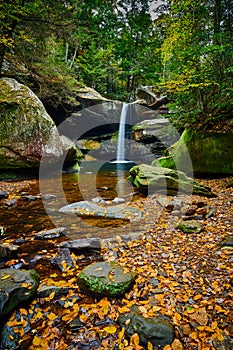 Beautiful Flat Lick Falls with Fall colors near Gray Hawk, Kentucky