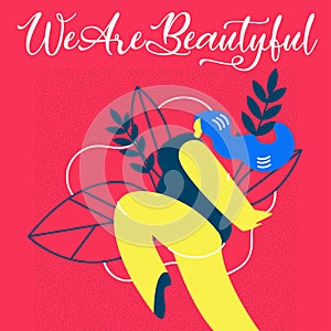 We are Beautiful Flat Vector Web Banner Template