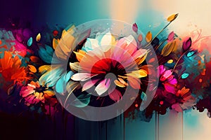 Beautiful floral abstract oil painted background. Generative ai