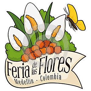 Hermoso acuerdo para cinta Colombiana flores ilustraciones 