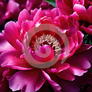 Beautiful floral background. Pink peony flowers close up