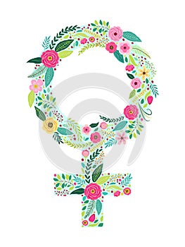 Beautiful floral feminine symbol of Venus as female gender sign