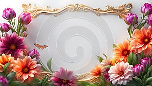 Beautiful floral frame for congratulations on Valentine\'s Day, Mother\'s Day, wedding card,