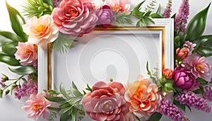 Beautiful floral frame for congratulations on Valentine\'s Day, Mother\'s Day, wedding card,