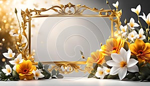 Beautiful floral frame with gold for greetings on Valentine\'s Day, Mother\'s Day, wedding card, Elegant background