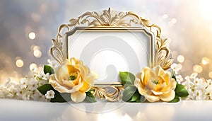 Beautiful floral frame with gold for greetings on Valentine\'s Day, Mother\'s Day, wedding card, Elegant background