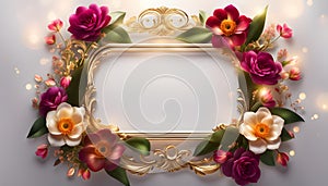 Beautiful floral frame with gold for greetings on Valentine\'s Day, Mother\'s Day, wedding card, Elegant background
