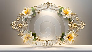 Beautiful floral frame with gold for greetings on Valentine\'s Day, Mother\'s Day, wedding card, Elegant background