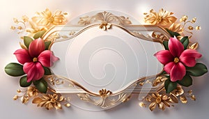 Beautiful floral frame with gold for greetings on Valentine\'s Day, Mother\'s Day, wedding card, Elegant background