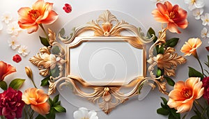 Beautiful floral frame with gold for greetings on Valentine\'s Day, Mother\'s Day, wedding card, Elegant background