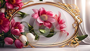 Beautiful floral frame with gold for greetings on Valentine\'s Day, Mother\'s Day, wedding card, Elegant background