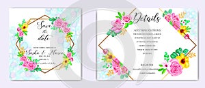 Beautiful floral frame for wedding invitation