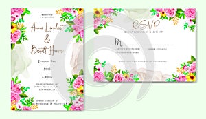 Beautiful floral frame for wedding invitation and rsvp card