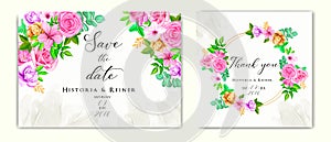 Beautiful floral frame for wedding invitation and thank you card